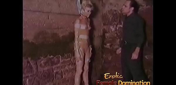  Totally helpless blonde dominated and humiliated in a moldy basement